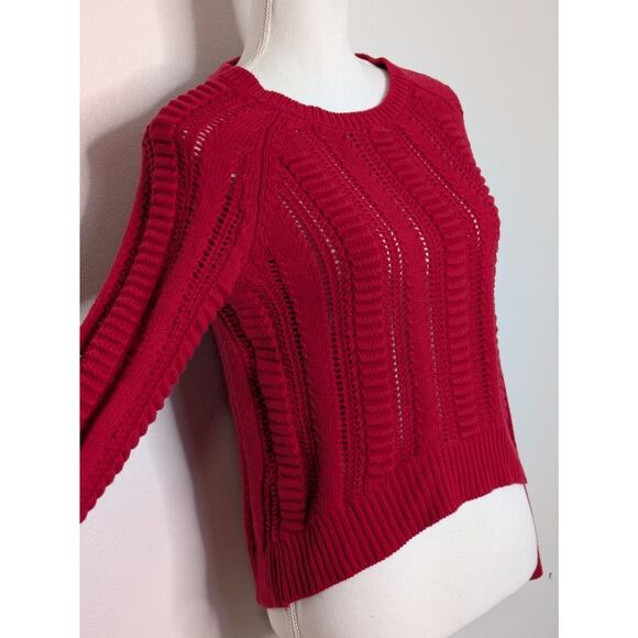 Romeo & Juliet Couture Women's Cropped Ribbed Open Knit Sweater Size Small - Picture 5 of 8